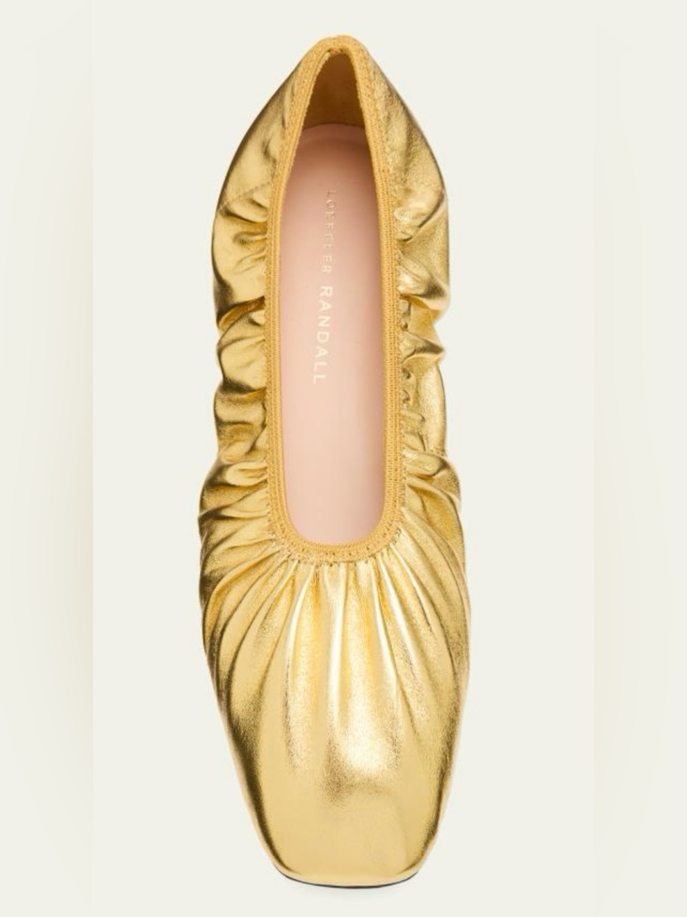Loeffler Randall Gold Ruched Leather Ballet Flat